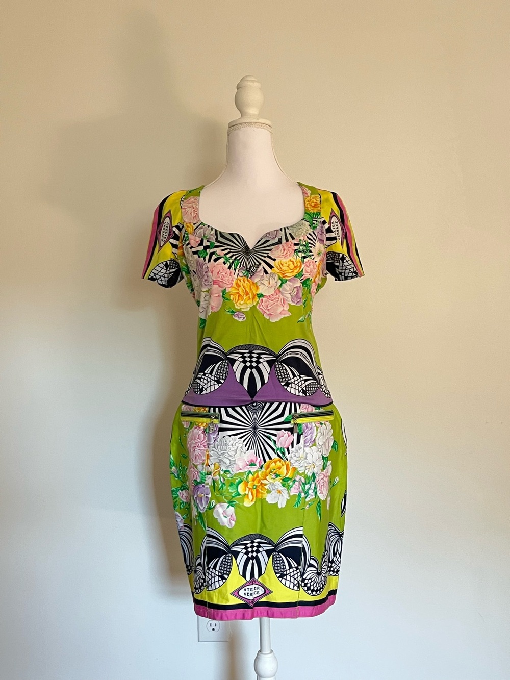 Vintage Gianni Versace Floral Print Two-Piece Set